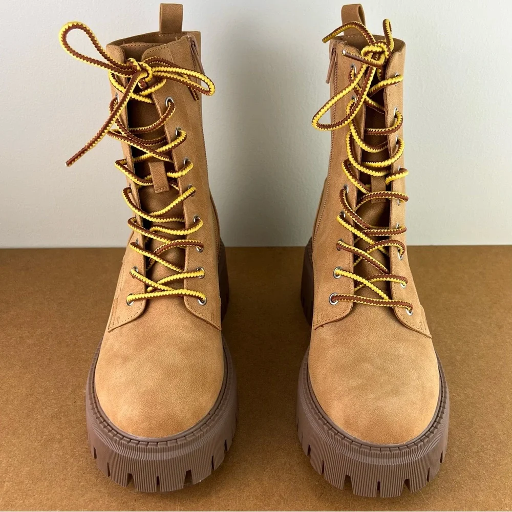 NEW DOLCE VITA BROWN COMBAT BOOTS - Picture 9 of 11